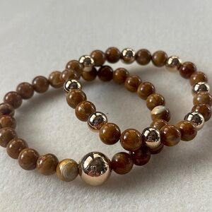 Handmade Tiger’s Eye beaded bracelet Set by Cozy Cottage Boutique